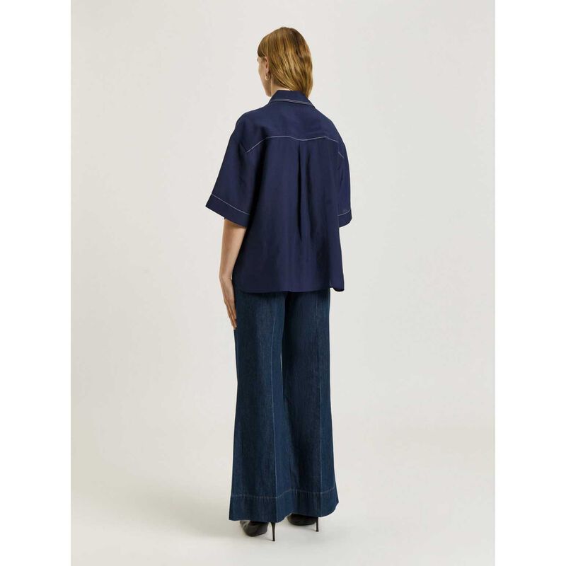 Veronika Maine Washer Tencel Topstitch Shirt image number 5